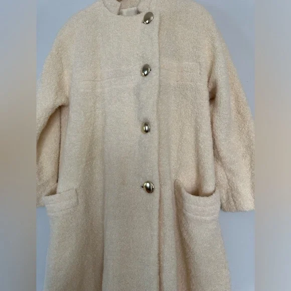 Pauline Trigere 1980's Vintage Beige Mohair Long Coat